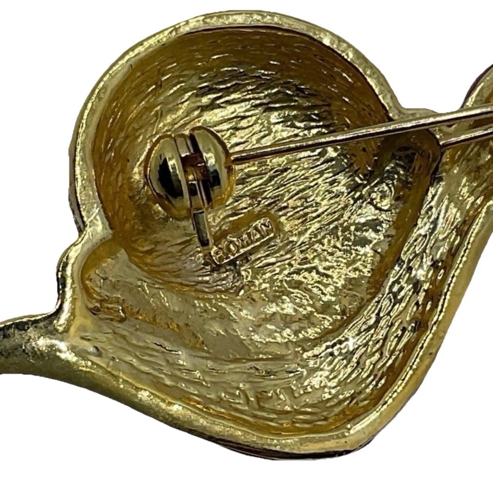 Vintage Red Enamel and Gold Tone Snail Rhinestone Brooch - Picture 3 of 3